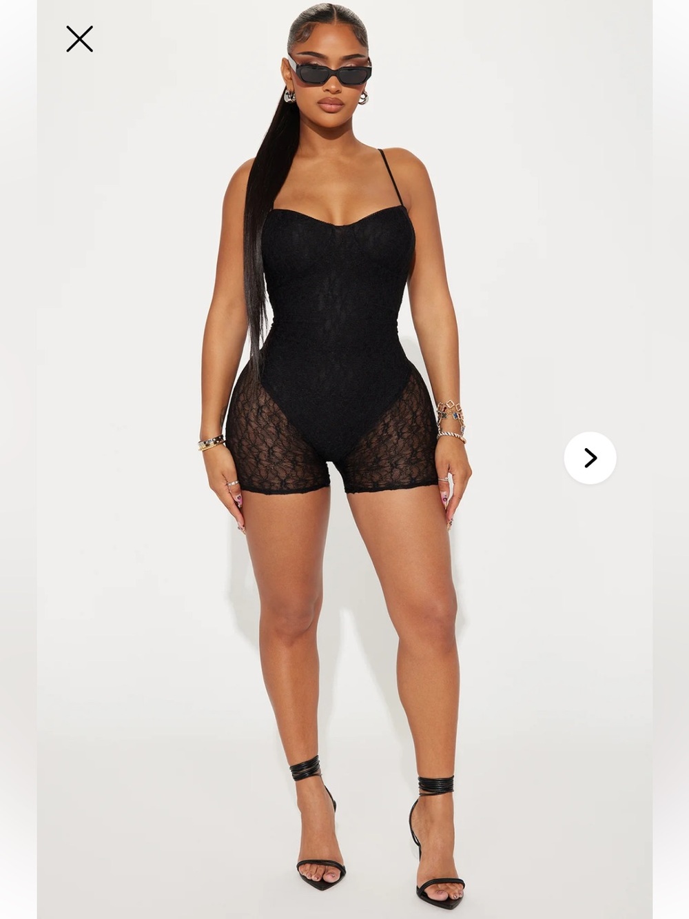 NWT Fashion Nova Give Me A Sign Black Spaghetti-Strap Lace Romper